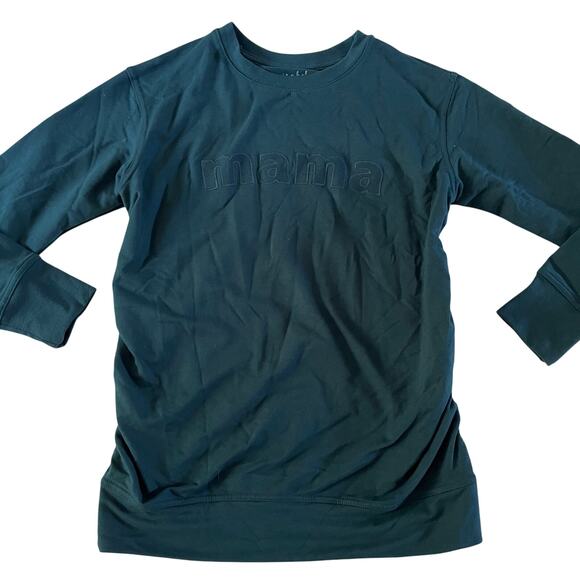 NWT Teal Green "Mama" Stitched Maternity Pullover Sweatshirt Sz XS Pregnancy - Picture 1 of 6